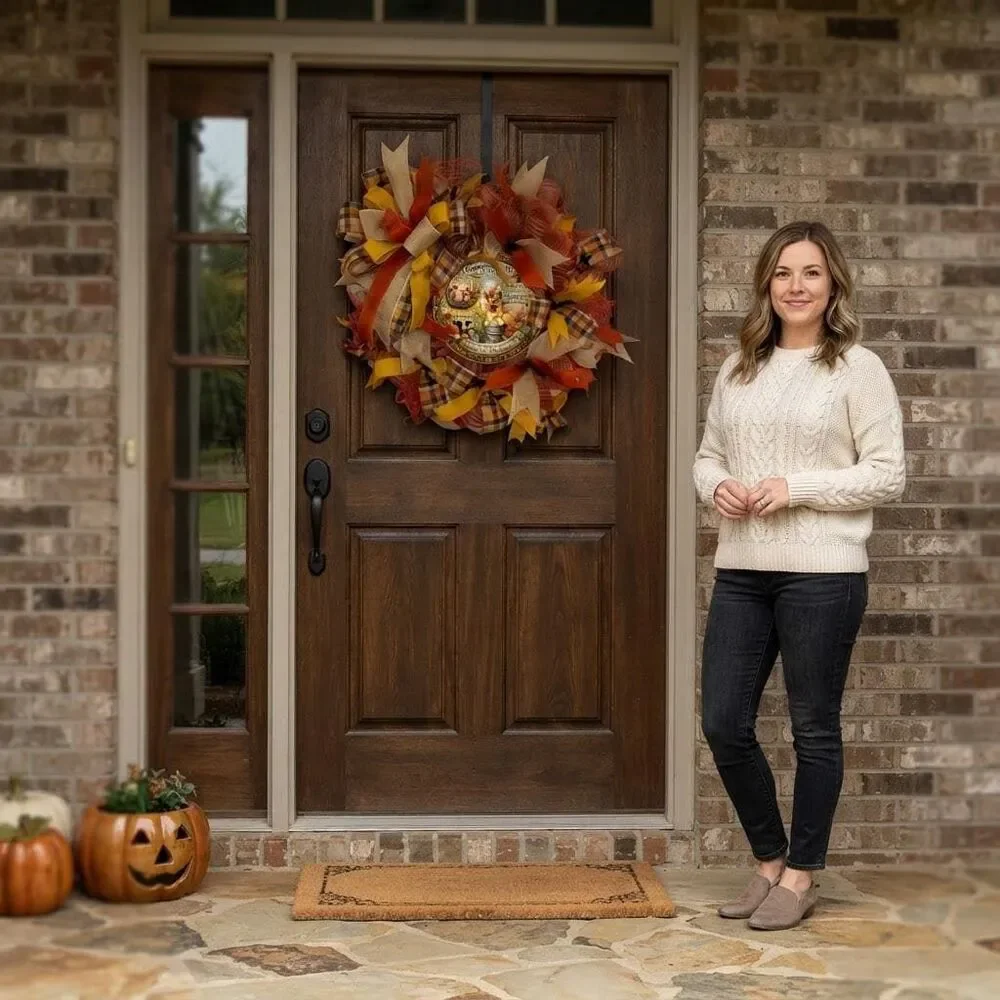 Farm Animal Autumn Wreath | Rustic Country Farmhouse Decor | Fall Harvest Door